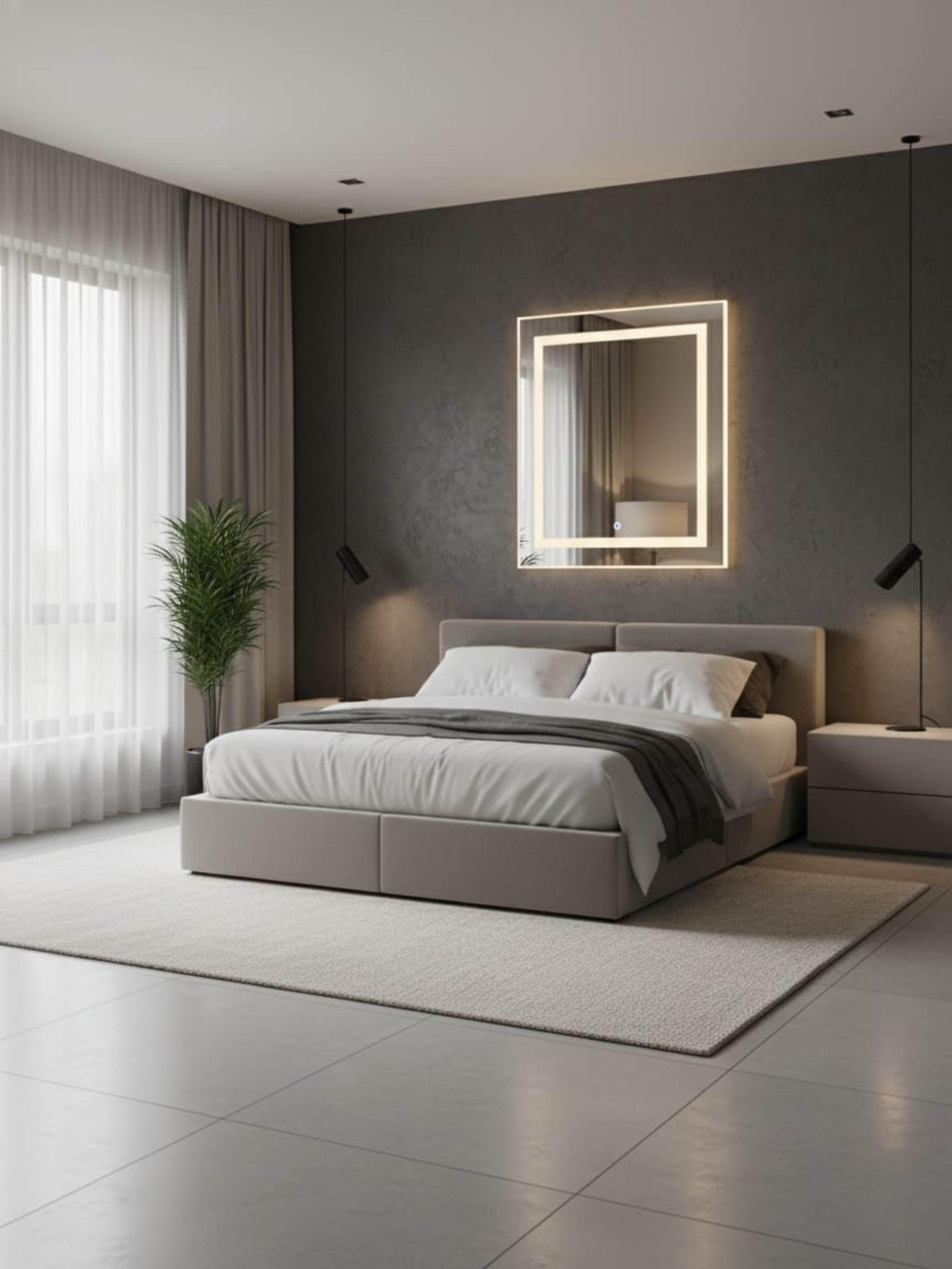 La Luna mirror touch switch control - one-touch operation, elegant seamless design without visible buttons
