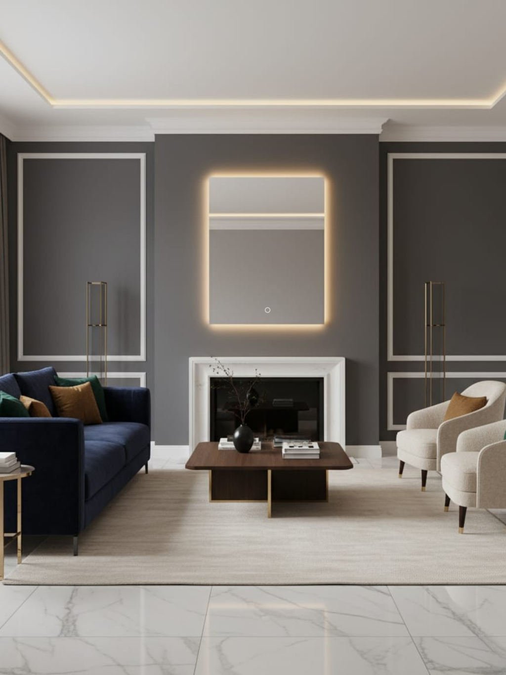 Horizon LED mirror side profile - wall mounting system, IP65 waterproof housing, compact design for bathroom & home
