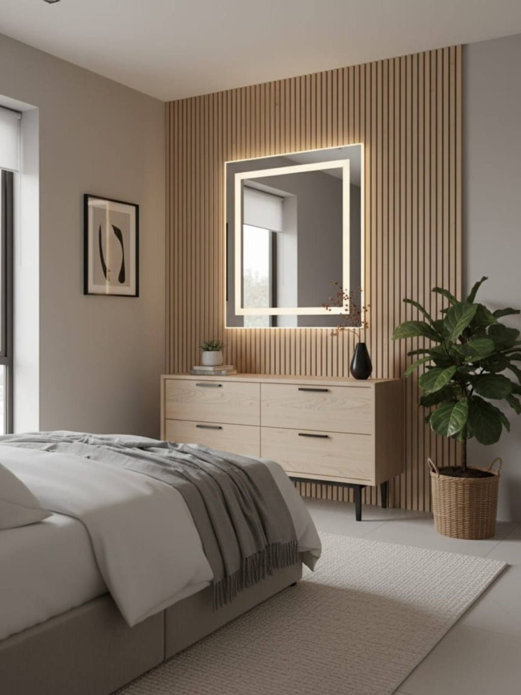 La Luna LED mirror in modern interior - IP65 waterproof, luxury design for bathroom, bedroom & living spaces
