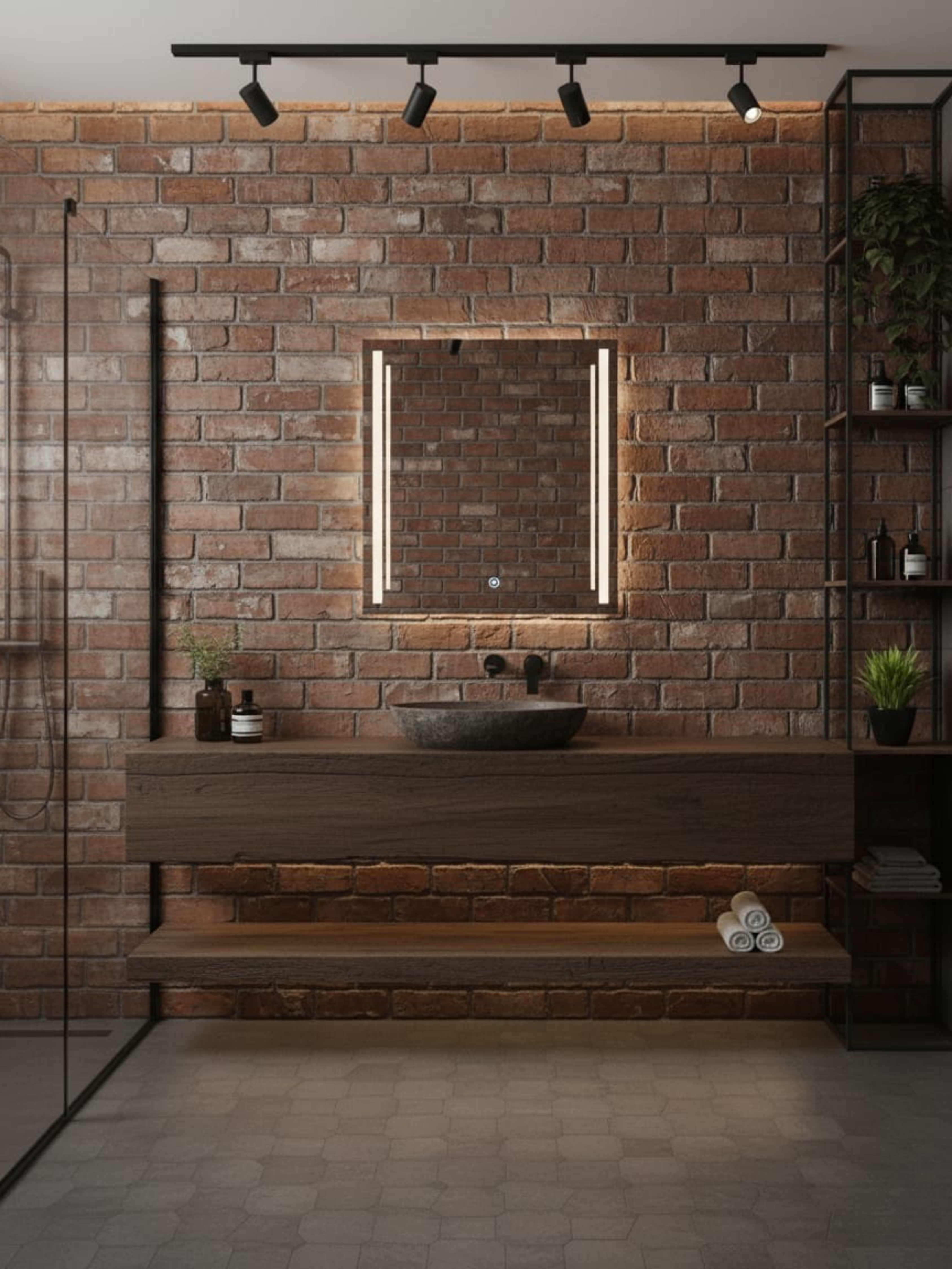 Susanna LED mirror side profile - wall mounting system, IP65 waterproof housing, compact design for bathroom & home
