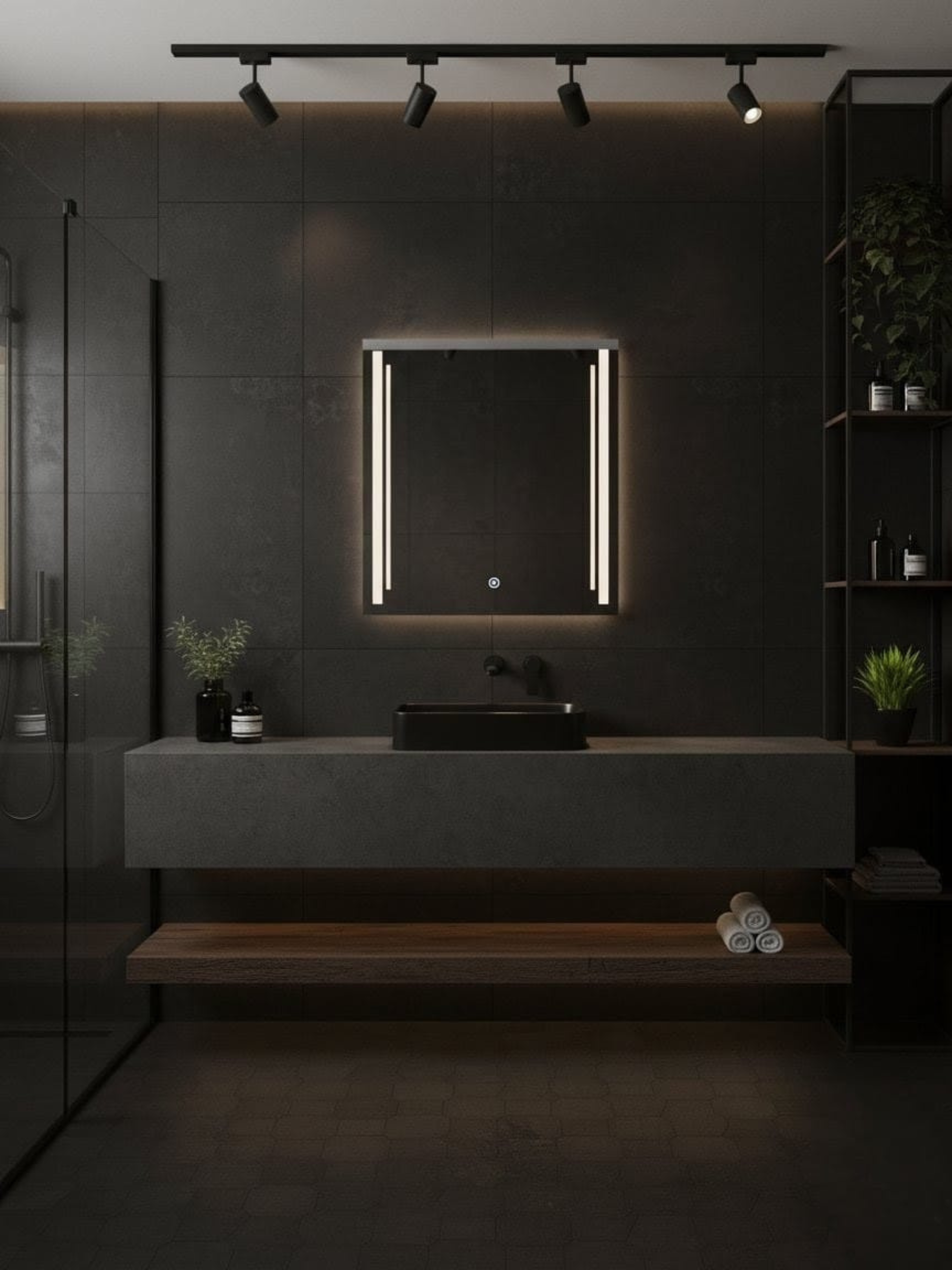 Susanna LED mirror technical specifications - dimensions chart, electrical parameters, IP65 certification, 5-year warranty
