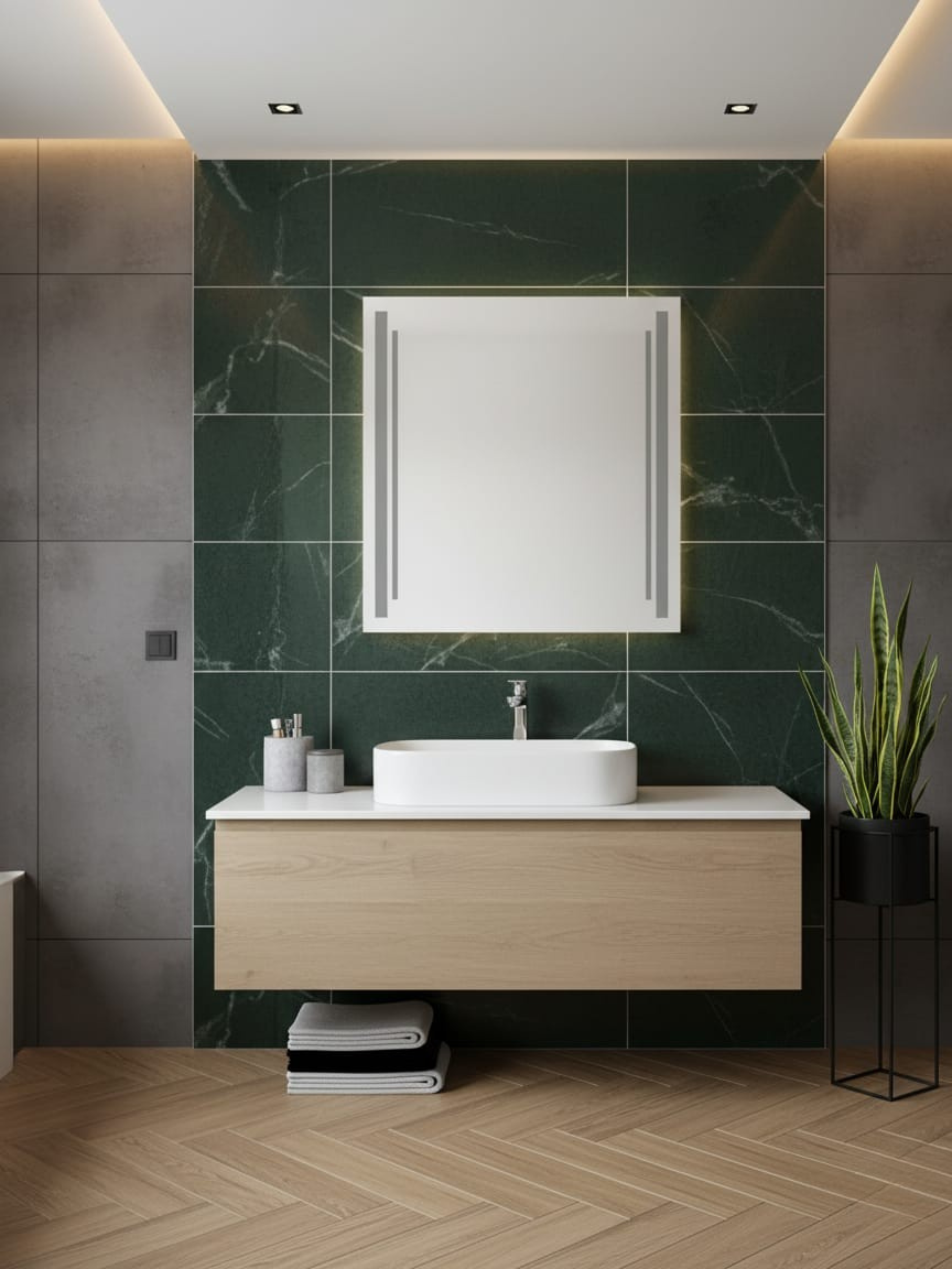 Susanna mirror installation example - versatile placement for bathroom, hallway, bedroom & commercial spaces

