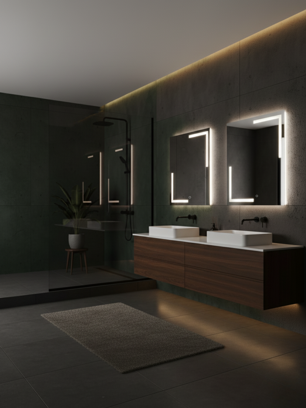 Via Lactea LED mirror in modern interior - IP65 waterproof, luxury design for bathroom, bedroom & living spaces
