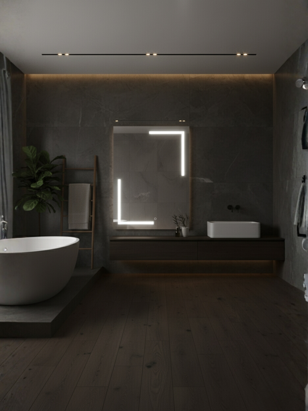 Via Lactea LED mirror side profile - wall mounting system, IP65 housing, compact design for bathroom & home
